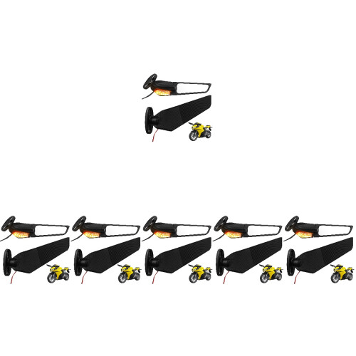 6Pairs Durable Black Motorcycle Mirrors for Handlebars with Large View 2