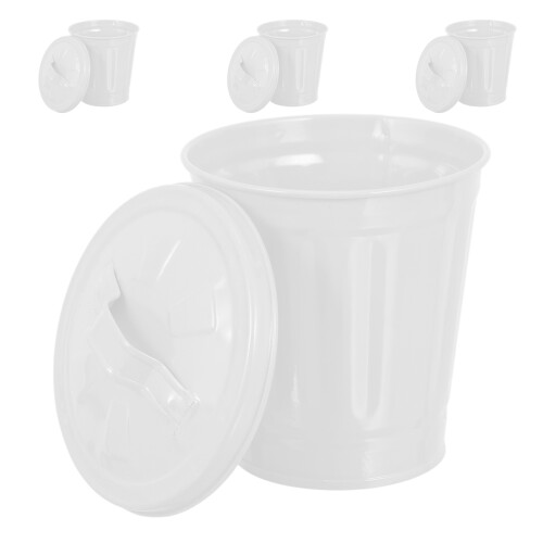 16Pcs Mini Cylindrical Iron Garbage Can Space-Saving Desk Wastebasket 1