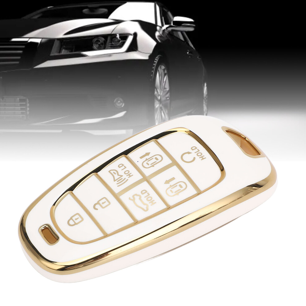 Pu Car Key Fob Cover For Sonata Tucson Santa Cruz 2022-2024 White 5011384954617