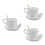 3Sets White Porcelain Coffee Cup Handcrafted Ceramic Mug with Saucer 6