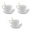 3Sets White Porcelain Coffee Cup Handcrafted Ceramic Mug with Saucer 8