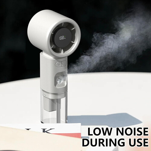 Handheld Misting Fan with LED Display, USB Rechargeable Cooling Spray, Adjustable Speeds, Black 2