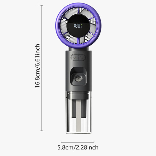 Handheld Misting Fan with LED Display, USB Rechargeable Cooling Spray, Adjustable Speeds, Black 1