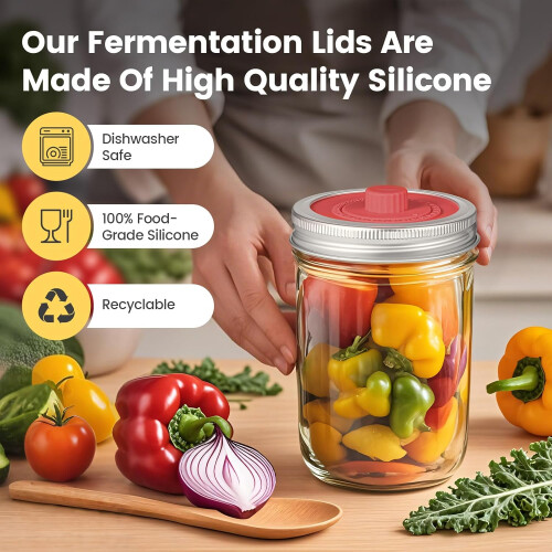 Fermentation Lids for Wide Mouth Mason Jars with Smart Date Tracking and Automatic CO2 Release 1