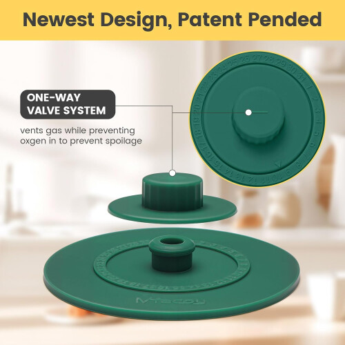 Fermentation Lids for Wide Mouth Mason Jars with Smart Date Tracking and Automatic CO2 Release 2