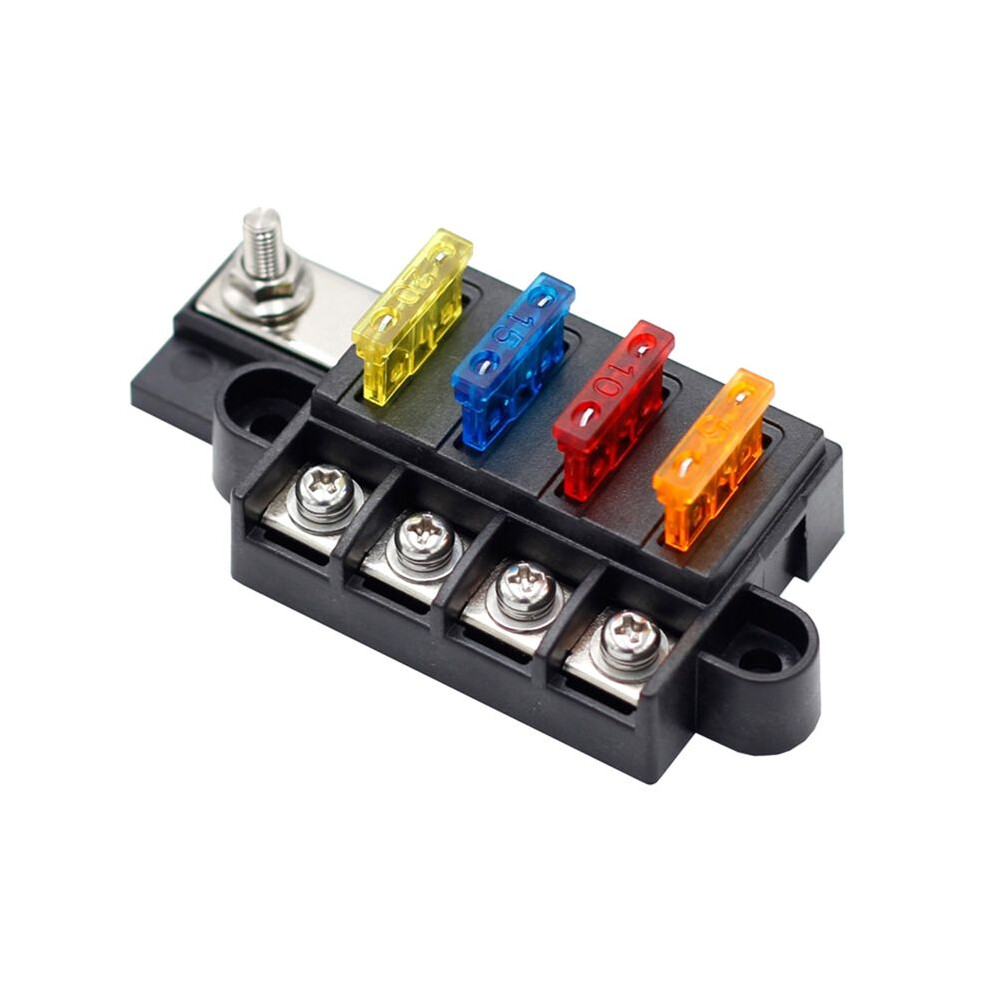 Blade Fuse Box For Automotive Boat Marine 4 Way 12-32V 4 Circuit Fuse Block With Cover 6032698536251