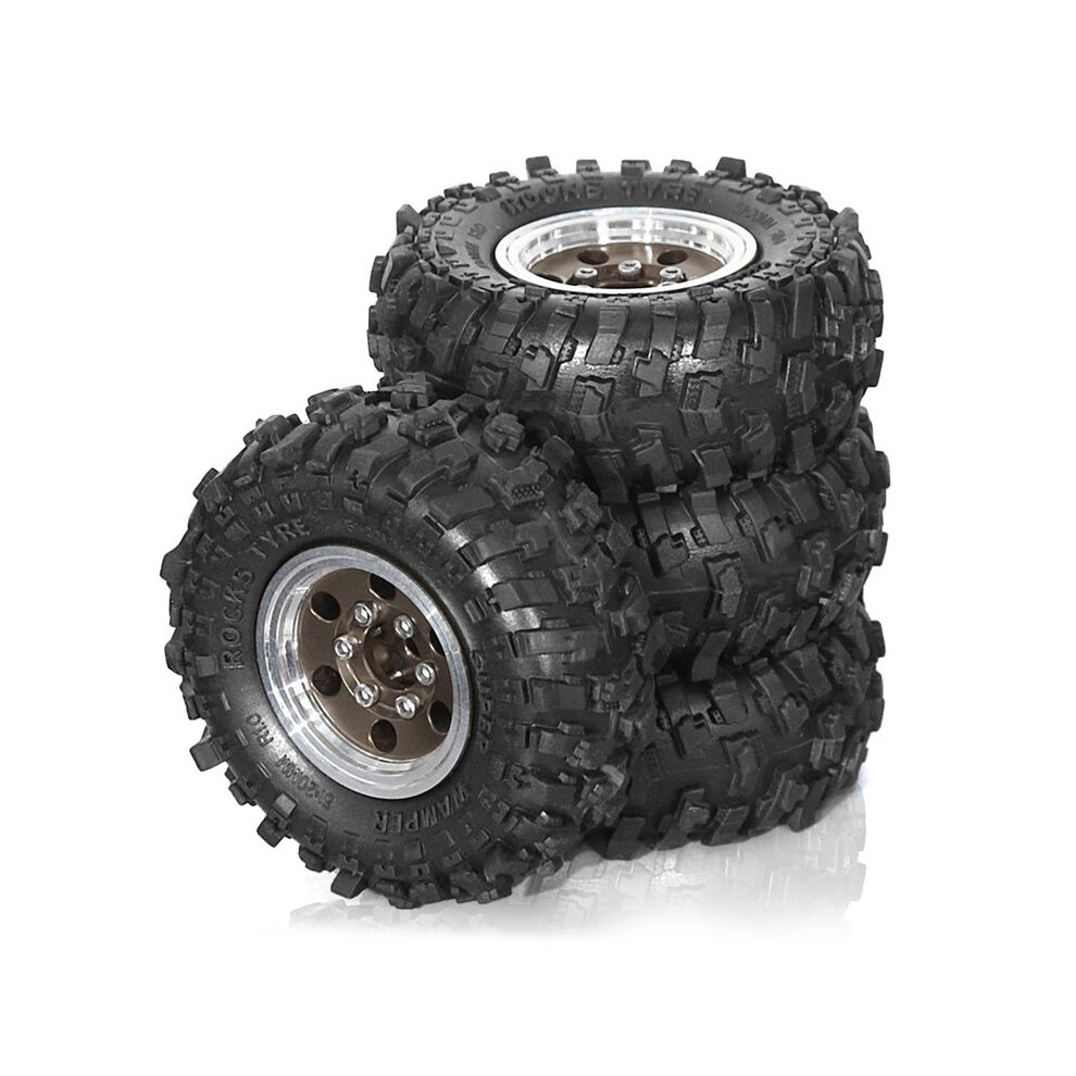 4Pcs 51Mm 1.0Inch Metal Beadlock Wheel Tire Set For 1/18 1/24 Rc Crawler Car Trx4m Scx24 Fcx24 Upgrade Parts Brown 6033633462963