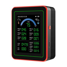 18-in-1 Air Quality Monitor Air Quality Tester Pm2.5 Data Storage Download Air Quality Carbon Dioxide Detector Black