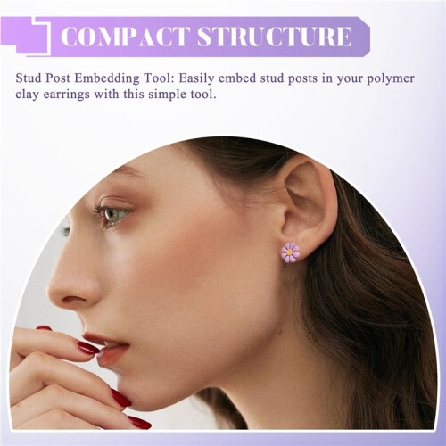 Stud Post Embedding Tool for Polymer Clay Earring, Polymer Clay Tools for Clay Jewelry, Earring Post Embedder Tool 2