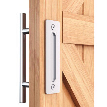 12 Inch Stainless Steel Barn Door Handle Set, Double Sided Sliding Door Pull, Brushed Finish, Easy Install