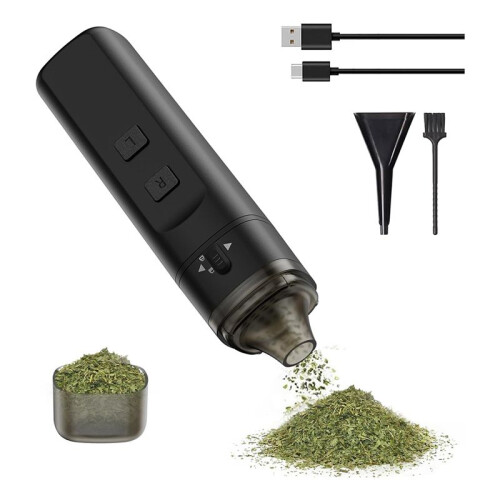 Moedor Elétrico Portátil de Ervas com Moagem Automática de Até 1,5 G, Moedor de Especiarias Secas Automático, Preto