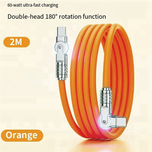 Type-C to Type-C 180 Swivel Double Elbow Mech Data Cable Fast Charging & Data Transfer Cable for Tablets and Laptops 2m 2