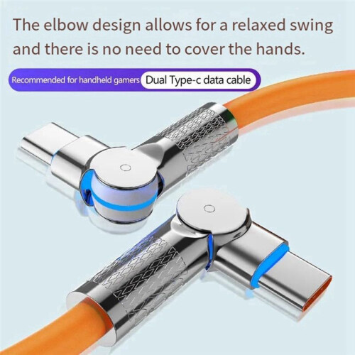 Type-C to Type-C 180 Swivel Double Elbow Mech Data Cable Fast Charging & Data Transfer Cable for Tablets and Laptops 2m 1