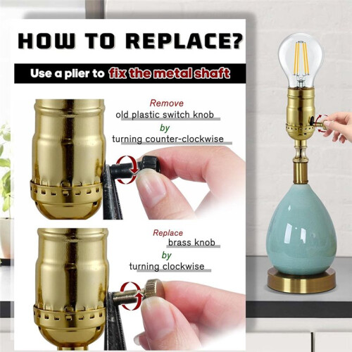 Brass Lamp  Knob,Turn /Off Light  Knob Replacement,Standard Size Twist  Knobs 4pcs 2
