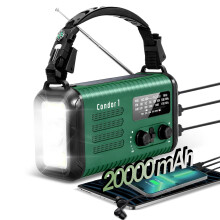 Emergency Weather Radio with NOAA Alerts, 20000mAh Power Bank, Solar Hand Crank, Flashlight, SOS