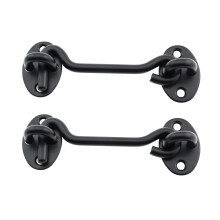2PCS 4 Inch Heavy Duty Stainless Steel Cabin Hook Door Lock with Screws, Black Barn Door Latch