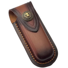 Leather Knife Sheath with Belt Loop, PU Leather Outdoor Holster for Camping Fishing, Secure Buckle