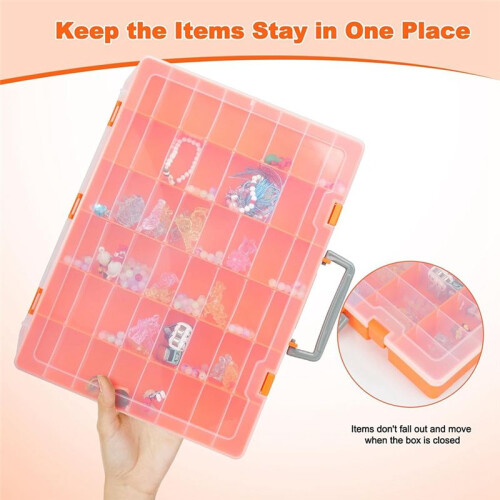 48 Grids Large Plastic Organizer Box with Adjustable Dividers, Beads Storage Containers Compartment Tackle Box Case 2