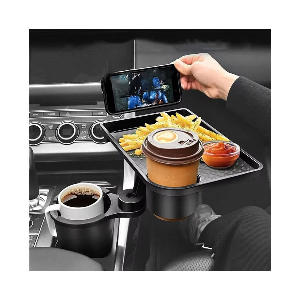 Universal Car Cup Holder Tray - 360 Rotating Adjustable Dual Cup Organizer, Portable Food Tray For Vehicles 6033072616026