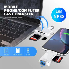 OTG TF Type C Micro- Kaartlezer Type C Naar Usb Otg Adapter 6 In1 USB 2.0 TF Kaart USB Flash Drive Kaartlezer A
