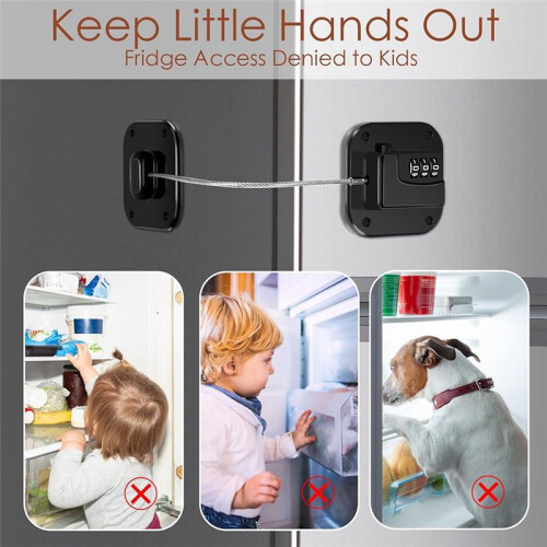 Refrigerator Lock, Combination Lock for Refrigerator Cabinets, Drawers, Heavy Duty Fridge Lock, Safety Lock 2 Pack