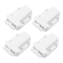 4pcs White Push to Open Cabinet Latch Invisible Handle Lock Quiet Release for Furniture Doors
