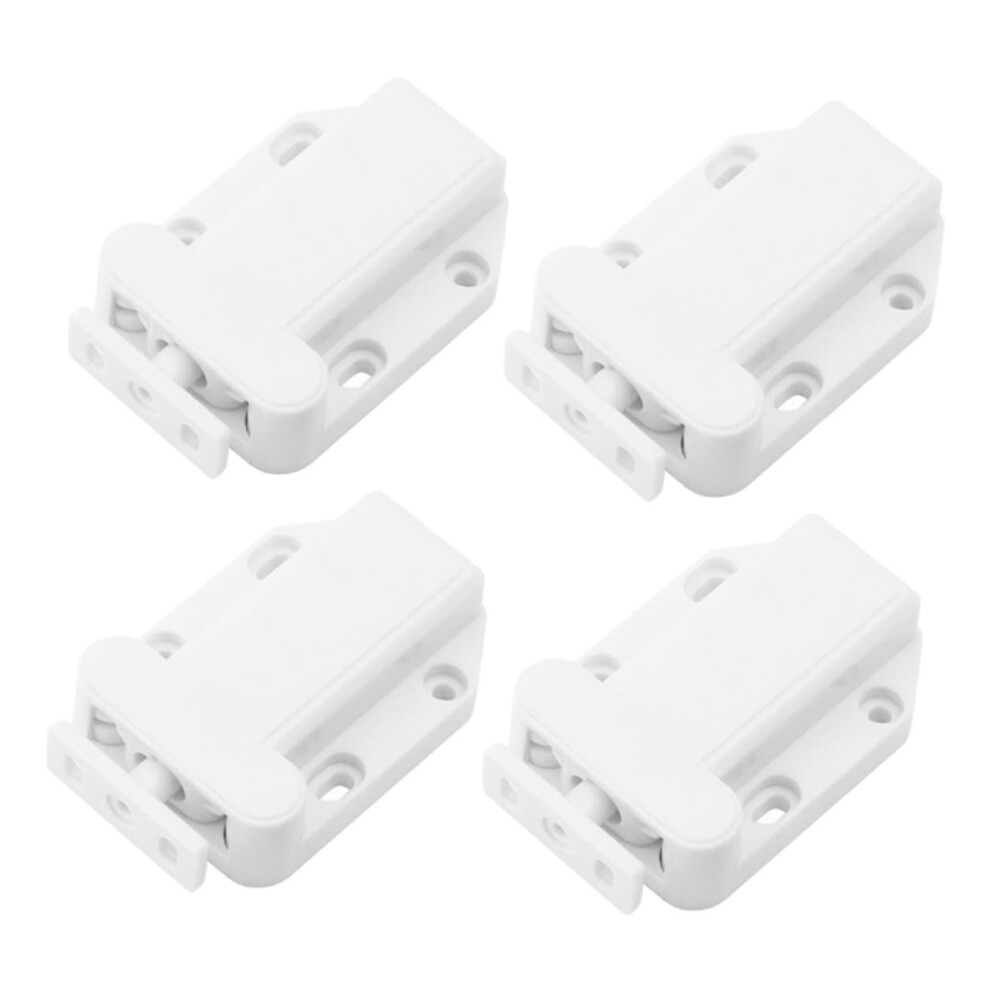 4Pcs White Push To Open Cabinet Latch Invisible Handle Lock Quiet Release For Furniture Doors 9169991241623