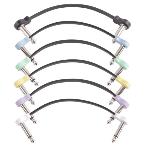 6 Packs 16cm Guitar Effect Pedal Flat Patch Cables Instrument Guitar Pedal Cable Connectors Patch Cable Multicolor