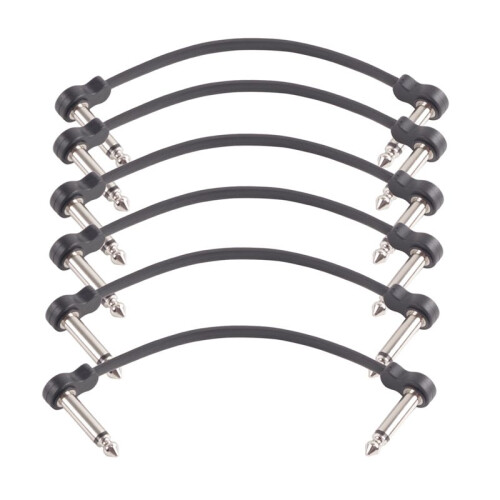 6 Packs 16cm Guitar Effect Pedal Flat Patch Cables Instrument Guitar Pedal Cable Connectors Patch Cable Black