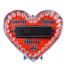 LED Heart-Shaped Flow Light DIY Electronic Kit with 32 Colorful LED Lights DIY Soldering Practice Kit Battery Powered