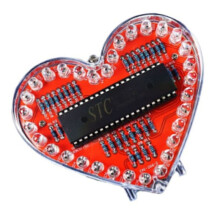 Kit Électronique DIY de 32 LED Colorées en Forme de Cœur, pour la Pratique de la Soudure, Alimenté par Batterie