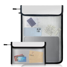 Waterdichte Brandwerende Documententas, 2-Pack 15x11 Inch en 8x5 Inch Brandwerende Tas voor Documenten, Brandwerende Geldzak