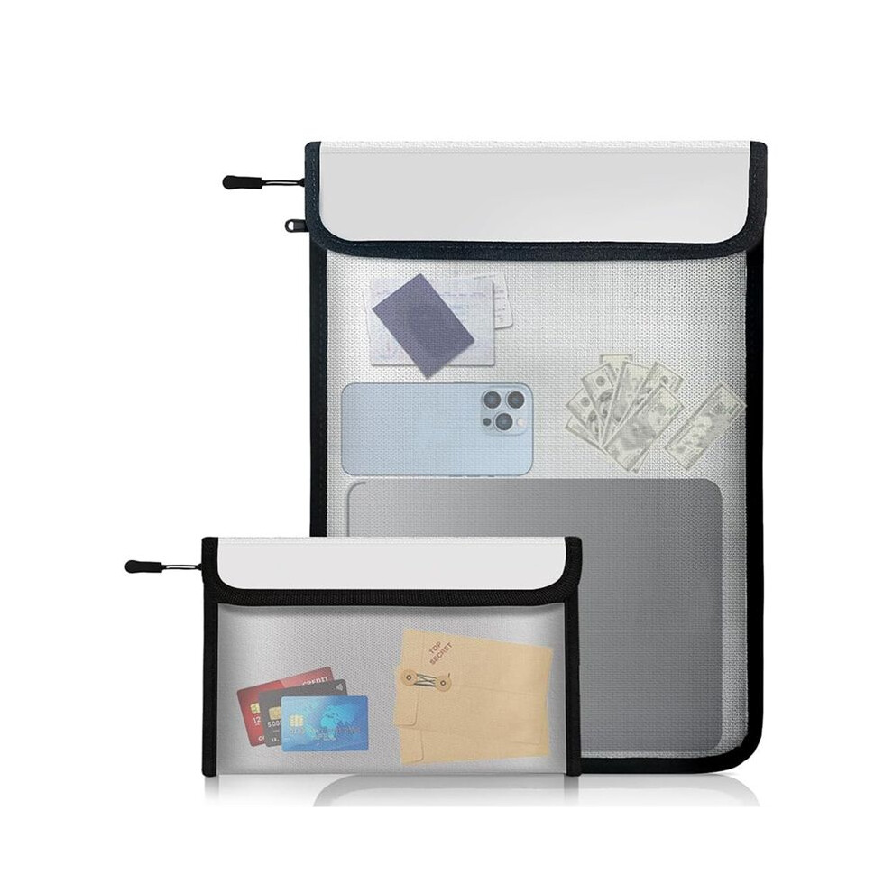 Waterproof Fireproof Document Bag, 2 Pack 15X11 Inch And 8X5 Inch Fire Proof Bag For Documents, Fire Proof Money Bag 6031329006699