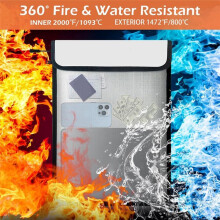 Waterproof Fireproof Document Bag, 2 Pack 15x11 Inch and 8x5 Inch Fire Proof Bag for Documents, Fire Proof Money Bag