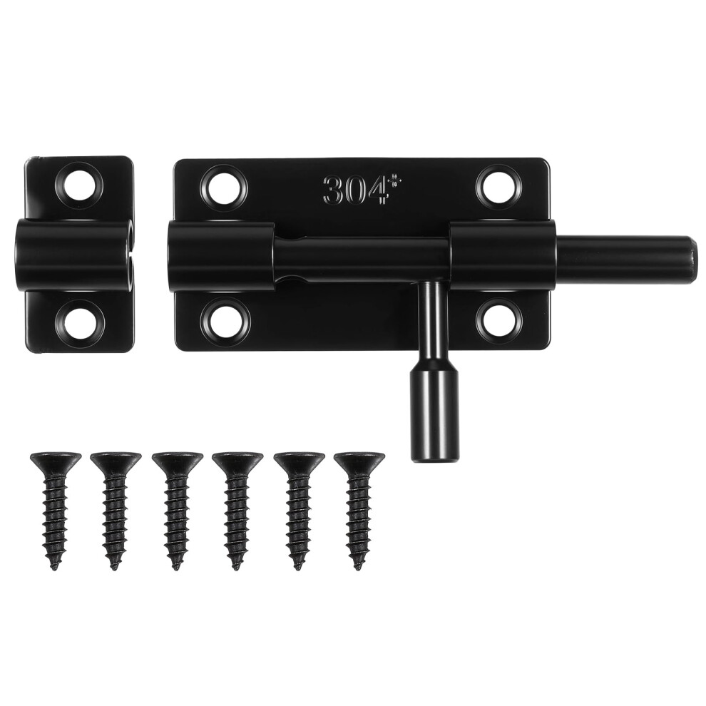 Slide Bolt Latch 3 Inch 304 Stainless Steel Door Lock With Padlock Hole Rustproof Black For Bathroom Barn Gate 9771547219569