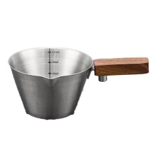 120ML Kubek do Espresso Ze Skalą, Kubek do Nalewania Kawy Ze Stali Nierdzewnej, Uchwyt z Drewna, Narzędzie do Precyzyjnego Parzenia Kawy B