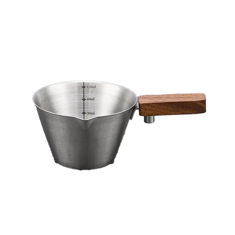 120Ml Espresso Measuring Cup With Scale,Stainlesssteel Coffee Pouring Cup,Wood Handle,Tool For Precision Coffee Making B 4712099264237