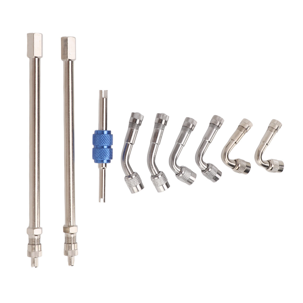 Tire Valve Extension Tool Universal Fit90-Degree Tire Valve Stem Extenders Easy Installation Leakproof Rubber Ring Dustproof Copper Nickel Plated 9551475256177