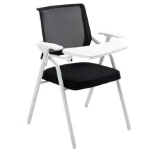 Mesh Office Chair with Writing Board, Folding Ergonomic Design for Conference Room, Black Metal Frame