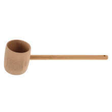 5Pcs Long Handle Bamboo Ladle Beige for Kitchen Bath Water Scoop