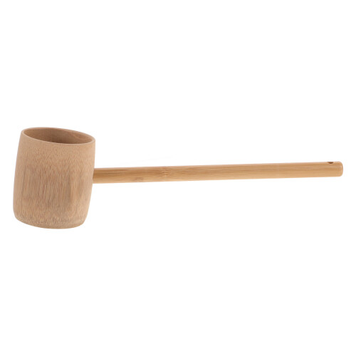 5Pcs Long Handle Bamboo Ladle Beige for Kitchen Bath Water Scoop 2