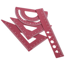 4Pièces Règle Aluminium Rouge Multifonction Pour École Et Bureau