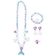 3Ensembles Bijoux Enfant Violet Collier Bracelet Anneau Style