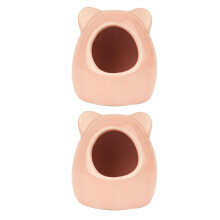 2Pcs Pink Ceramic Hamster Nest Comfortable Small Pet Cooling House
