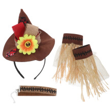 One Set Scarecrow Costume Hat Headband Wristbands Necklace For Party