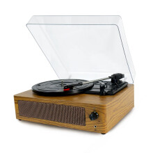 Bluetooth Record Player 3Speed Vintage Turntable with Builtin Speakers RCA AUX Headphone Brown