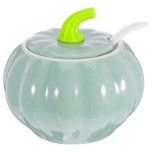 4Sets Stylish Green Ceramic Pumpkin Salt and Sugar Jar with Lid