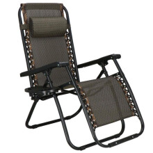 Silla de jardín - Springos - Relajante plegable - Reposacabezas - Tejido impermeable - Carga 120 kg