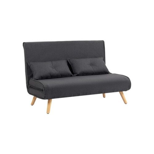 Two-Seater Linen-Look Sofa Bed - Charcoal Grey