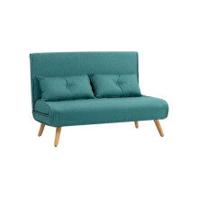 Two-Seater Linen-Look Sofa Bed - Green